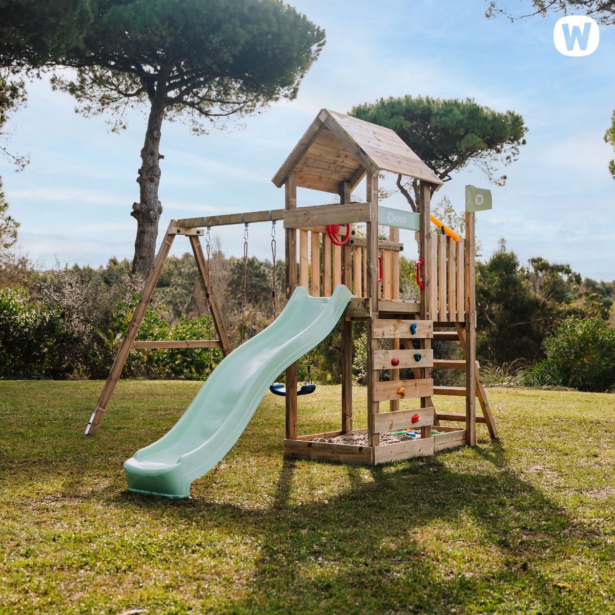 Spielturm Wickey MultiFlyer Holzdach Natur 834807_k
